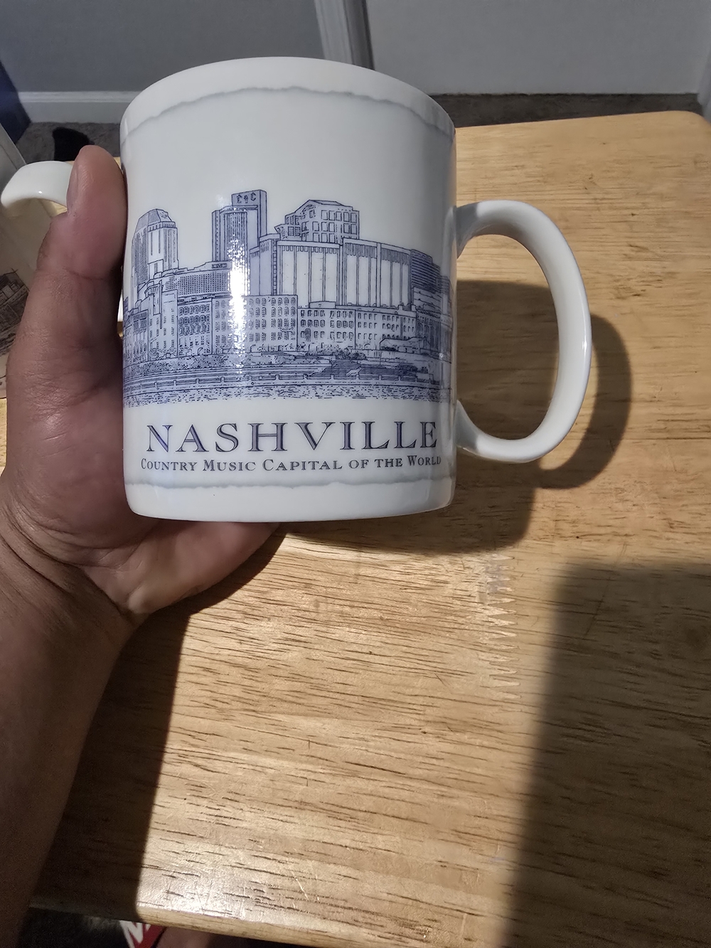 2 STARBUCKS COFFEE 2007 Nashville Architect Series Blue 18 Oz Mug Cup